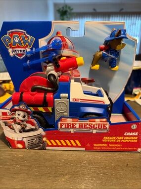 Paw Patrol Fire Rescue Cruiser with Chase Figure - Blue & Red